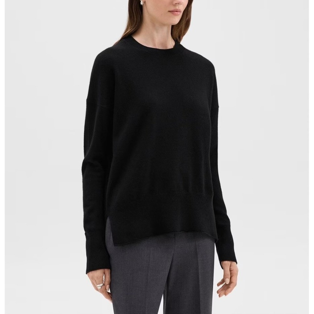 Theory Sweater Women Small Black Karenia Cashmere Crewneck Long Sleeve Pullover